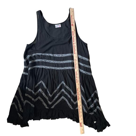 Intimately Free People Tank Tunic Dress Size Medium Black White Dots Aztec Mesh - Picture 9 of 9